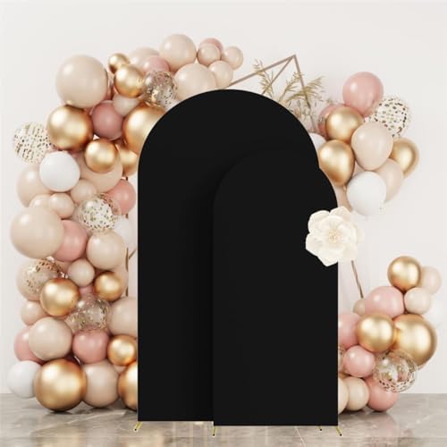 Set of 2 Wedding Stretchy Arch Backdrop Covers, Black, 6FT/7.2FT in Black, alternate view 7