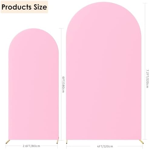 Set of 2 Wedding Stretchy Arch Backdrop Covers, Pink, 6FT/7.2FT in Pink, alternate view 3