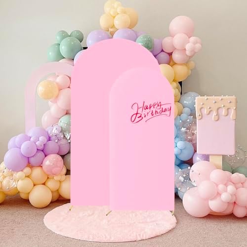 Set of 2 Wedding Stretchy Arch Backdrop Covers, Pink, 6FT/7.2FT in Pink, alternate view 7
