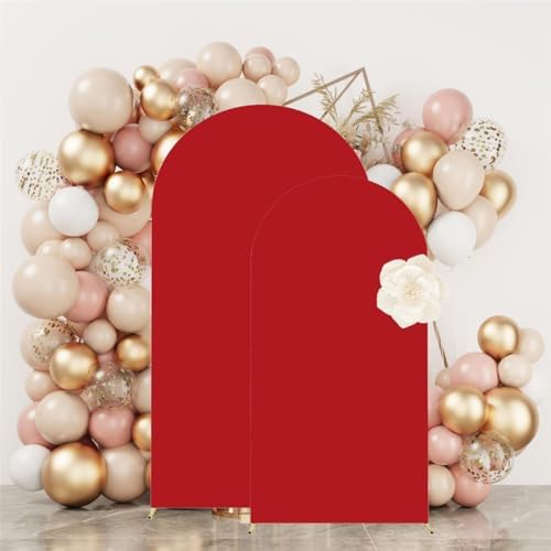 Set of 2 Wedding Stretchy Arch Backdrop Covers, Red, 6FT/7.2FT in Red, alternate view 2