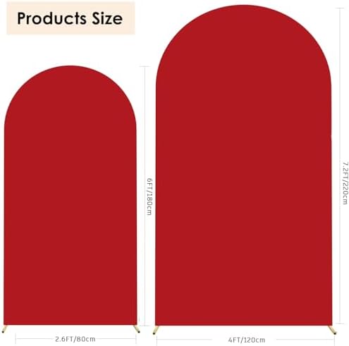 Set of 2 Wedding Stretchy Arch Backdrop Covers, Red, 6FT/7.2FT in Red, alternate view 3