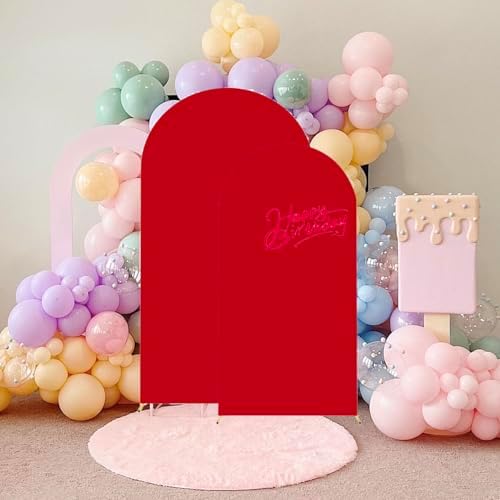 Set of 2 Wedding Stretchy Arch Backdrop Covers, Red, 6FT/7.2FT in Red, alternate view 7