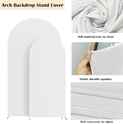 Set of 2 Wedding Stretchy Arch Backdrop Covers, White, 6FT/7.2FT in White, alternate view 4
