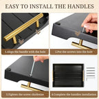 Set of 2 Wood Serving Trays with Gold and Silver Handles in 17*12*1.5 inches in Black-large and Medium Set, alternate view 7