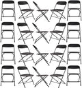 Set of 20, Black Plastic Folding Chair Steel Frame Commercial High Capacity Event Chair Lightweight Set for