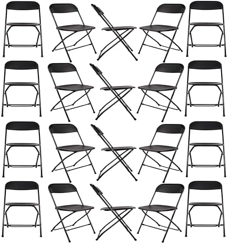 Set of 20, Black Plastic Folding Chair Steel Frame Commercial High Capacity Event Chair Lightweight Set for