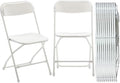 Set of 20 Pack, Indoor Outdoor White Plastic Folding Chairs Stacking Steel Frame Commercial 650LB Weight