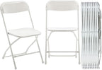 Set of 20 Pack, Indoor Outdoor White Plastic Folding Chairs Stacking Steel Frame Commercial 650LB Weight