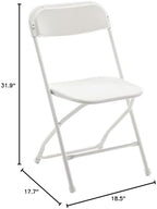 Set of 20 Pack, Indoor Outdoor White Plastic Folding Chairs Stacking Steel Frame Commercial 650LB Weight, alternate view 3