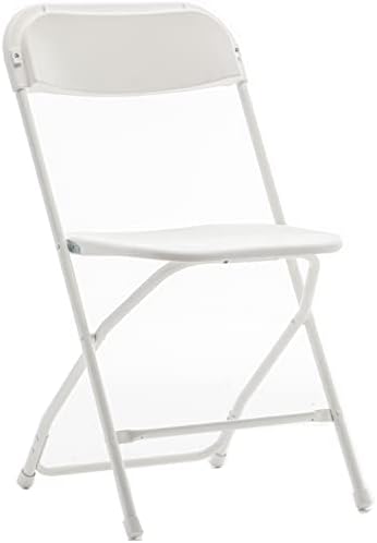 Set of 20 Pack, Indoor Outdoor White Plastic Folding Chairs Stacking Steel Frame Commercial 650LB Weight, alternate view 5