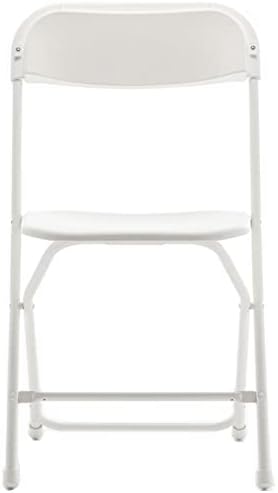 Set of 20 Pack, Indoor Outdoor White Plastic Folding Chairs Stacking Steel Frame Commercial 650LB Weight, alternate view 6