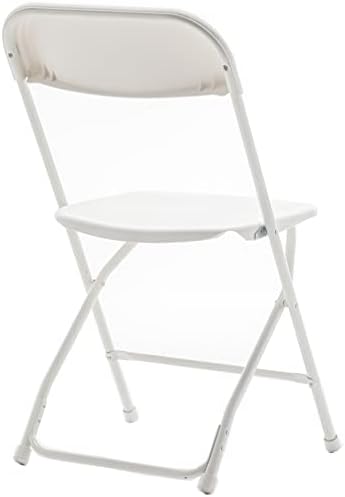 Set of 20 Pack, Indoor Outdoor White Plastic Folding Chairs Stacking Steel Frame Commercial 650LB Weight, alternate view 7
