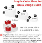 Set of 3 Acrylic Cube Riser Hollow Bottom, 6/7/8 Inch Small Glossy White Buffet Riser Food Display Stand, 5, alternate view 3