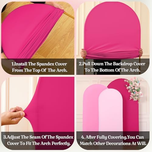 Set of 3 Arch Backdrop Covers(6ft, 5ft, 4ft) - Premium Stretchy Spandex Backdrop Arch Stand Cover for Baby, alternate view 5