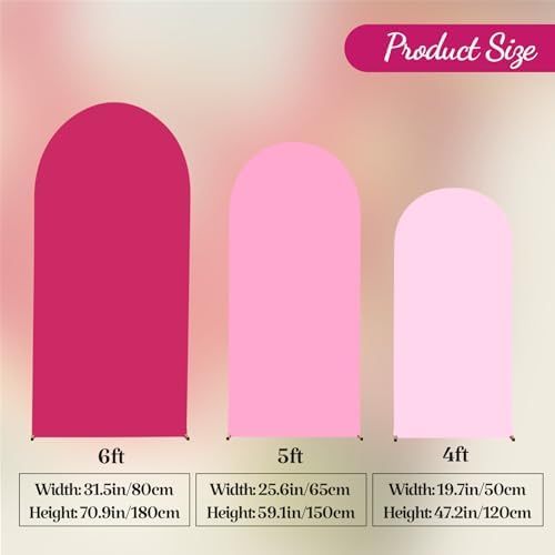 Set of 3 Arch Backdrop Covers(6ft, 5ft, 4ft) - Premium Stretchy Spandex Backdrop Arch Stand Cover for Baby, alternate view 6