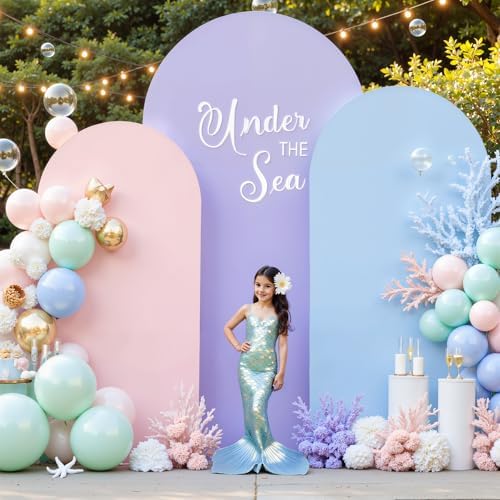 Set of 3 Arch Backdrop Covers(6ft, 5ft, 4ft) - Premium Stretchy Spandex Backdrop Arch Stand Cover for Baby, alternate view 2