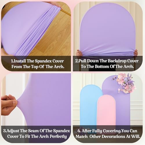 Set of 3 Arch Backdrop Covers(6ft, 5ft, 4ft) - Premium Stretchy Spandex Backdrop Arch Stand Cover for Baby, alternate view 5