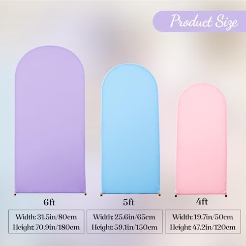Set of 3 Arch Backdrop Covers(6ft, 5ft, 4ft) - Premium Stretchy Spandex Backdrop Arch Stand Cover for Baby, alternate view 6