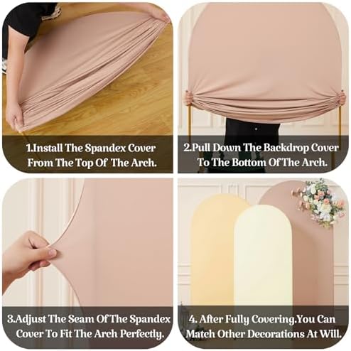 Set of 3 Arch Backdrop Covers(6ft, 5ft, 4ft) - Premium Stretchy Spandex Backdrop Arch Stand Cover for Baby, alternate view 5