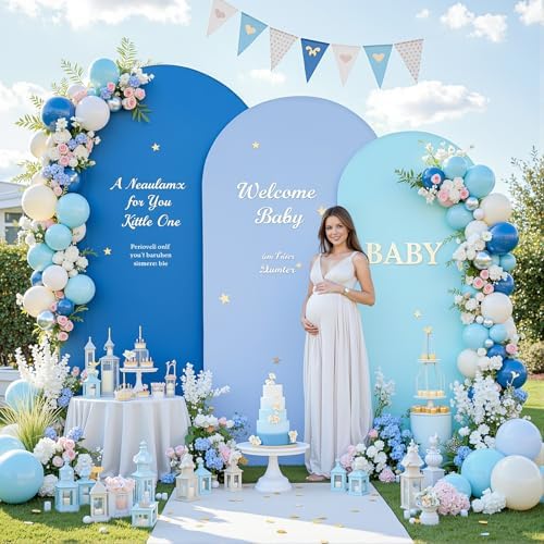 Set of 3 Arch Backdrop Covers(6ft, 5ft, 4ft) - Premium Stretchy Spandex Backdrop Arch Stand Cover for Baby, alternate view 4