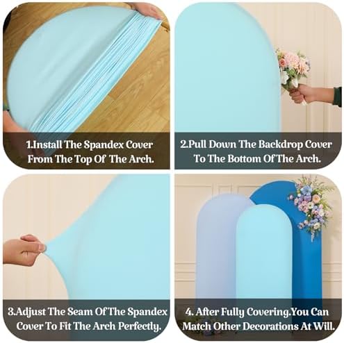 Set of 3 Arch Backdrop Covers(6ft, 5ft, 4ft) - Premium Stretchy Spandex Backdrop Arch Stand Cover for Baby, alternate view 5