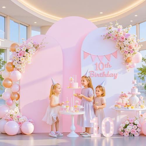 Set of 3 Arch Backdrop Covers(6ft, 5ft, 4ft) - Premium Stretchy Spandex Backdrop Arch Stand Cover for Baby, alternate view 2