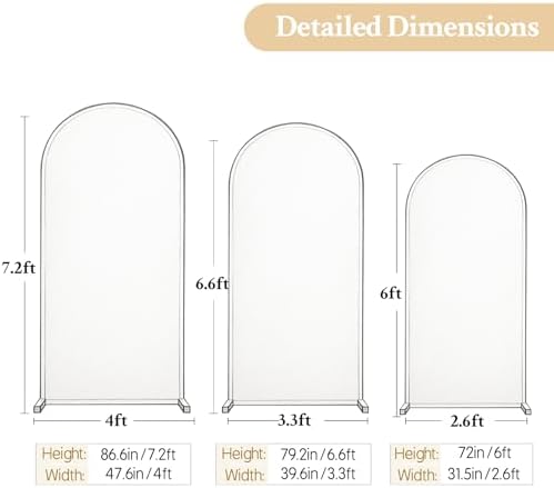 Set of 3 Arch Backdrop Covers(7.2ft, 6.6ft, 6ft) - Premium Stretchy Spandex Backdrop Arch Stand Cover for Baby, alternate
