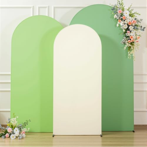 Set of 3 Arch Backdrop Covers(7.2ft, 6.6ft, 6ft) - Premium Stretchy Spandex Backdrop Arch Stand Cover for Baby