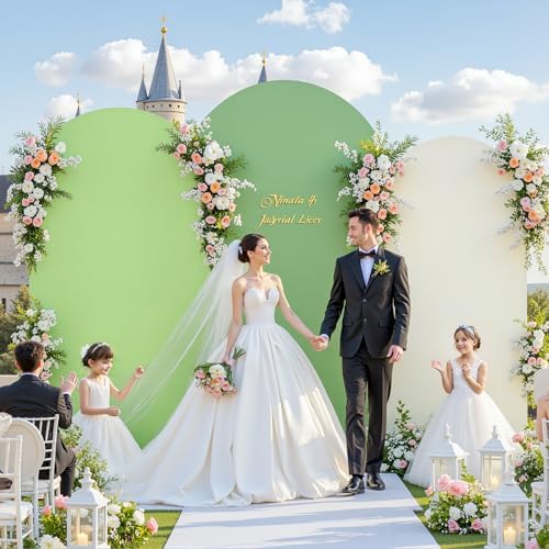 Set of 3 Arch Backdrop Covers(7.2ft, 6.6ft, 6ft) - Premium Stretchy Spandex Backdrop Arch Stand Cover for Baby, alternate