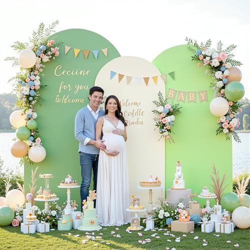 Set of 3 Arch Backdrop Covers(7.2ft, 6.6ft, 6ft) - Premium Stretchy Spandex Backdrop Arch Stand Cover for Baby, alternate