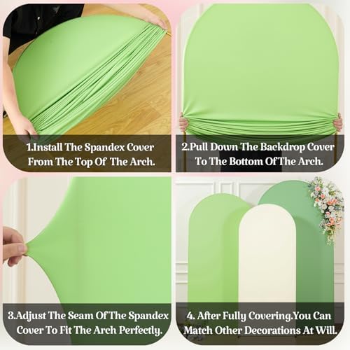 Set of 3 Arch Backdrop Covers(7.2ft, 6.6ft, 6ft) - Premium Stretchy Spandex Backdrop Arch Stand Cover for Baby, alternate