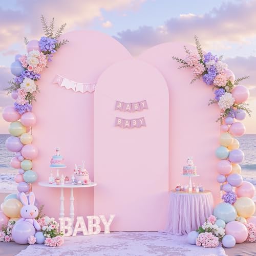 Set of 3 Arch Backdrop Covers(7.2ft, 6.6ft, 6ft) - Premium Stretchy Spandex Backdrop Arch Stand Cover for Baby, alternate
