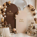 Set of 3 Arch Backdrop Covers Stretchy Spandex Nude Brown for Boho Weddings in 6FT,5FT,4FT in Nude+Brown
