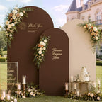 Set of 3 Arch Backdrop Covers Stretchy Spandex Nude Brown for Boho Weddings in 6FT,5FT,4FT in Nude+Brown, alternate view 3