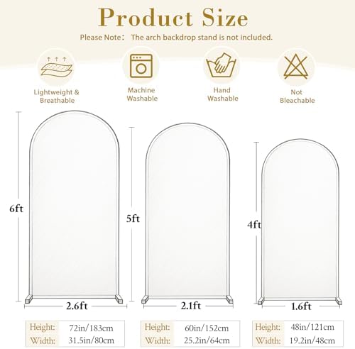 Set of 3 Arch Backdrop Covers Stretchy Spandex Nude Brown for Boho Weddings in 6FT,5FT,4FT in Nude+Brown, alternate view 6