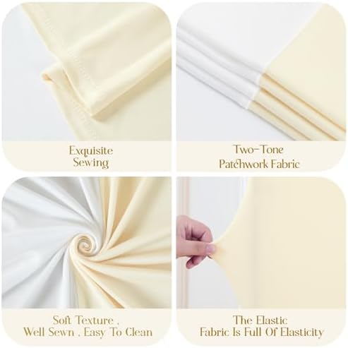 Set of 3 Arch Backdrop Covers Stretchy Spandex White Beige for Boho Wedding in 7.2FT,6.6FT,6FT in White+Beige, alternate view