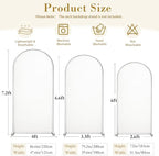 Set of 3 Arch Backdrop Covers Stretchy Spandex White Beige for Boho Wedding in 7.2FT,6.6FT,6FT in White+Beige, alternate view