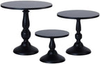Set of 3 Black Cake Stands, Metal Round Cake Holder Dessert Pie Pizza Display Stand 8" 10" 12" Serving Tray