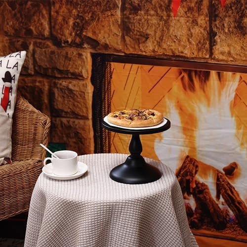 Set of 3 Black Cake Stands, Metal Round Cake Holder Dessert Pie Pizza Display Stand 8" 10" 12" Serving Tray, alternate view 6