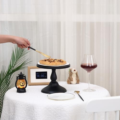 Set of 3 Black Cake Stands, Metal Round Cake Holder Dessert Pie Pizza Display Stand 8" 10" 12" Serving Tray, alternate view 7