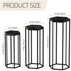 Set of 3 Black Hexagon Metal Cylinder Stands for Party in Black, alternate view 3