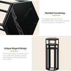 Set of 3 Black Hexagon Metal Cylinder Stands for Party in Black, alternate view 4