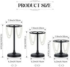 Set of 3 Black Round Pearl Cake Stand, Dessert Table Metal Cake Display Stand Set with Pearl Pendant Wedding, alternate view