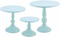 Set of 3 Blue Cake Stands, Metal Round Cake Holder Dessert Pie Pizza Display Stand 8" 10" 12" Serving Tray