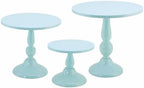 Set of 3 Blue Cake Stands, Metal Round Cake Holder Dessert Pie Pizza Display Stand 8" 10" 12" Serving Tray