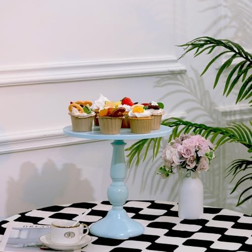 Set of 3 Blue Cake Stands, Metal Round Cake Holder Dessert Pie Pizza Display Stand 8" 10" 12" Serving Tray, alternate view 2