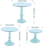 Set of 3 Blue Cake Stands, Metal Round Cake Holder Dessert Pie Pizza Display Stand 8" 10" 12" Serving Tray, alternate view 3