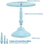 Set of 3 Blue Cake Stands, Metal Round Cake Holder Dessert Pie Pizza Display Stand 8" 10" 12" Serving Tray, alternate view 4