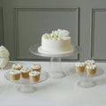 Set of 3 | Clear Plastic Stackable Cupcake Pedestal Display Stands, Dessert Cake Display Holders - 9", 11", 15"