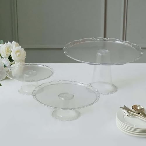 Set of 3 | Clear Plastic Stackable Cupcake Pedestal Display Stands, Dessert Cake Display Holders - 9", 11", 15", alternate